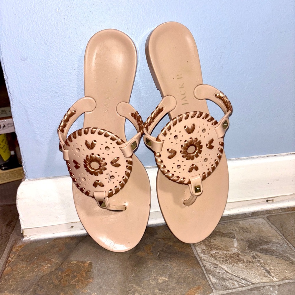 Jack Rogers Women's Rose Gold/Pink Jelly Sandals - size 7